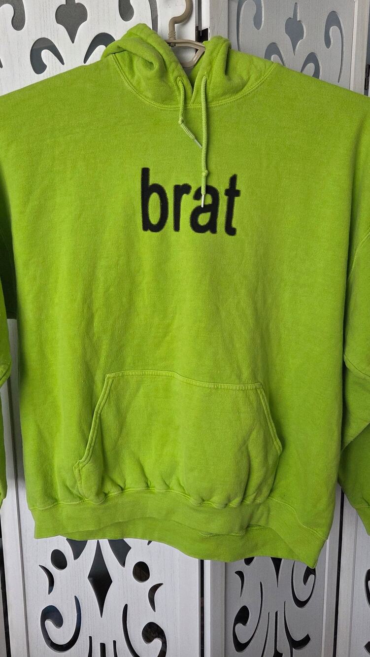Charli XCX Brat Hoodie L/XL Neon Green Pullover Sweatshirt Pop Music nwot (#2)